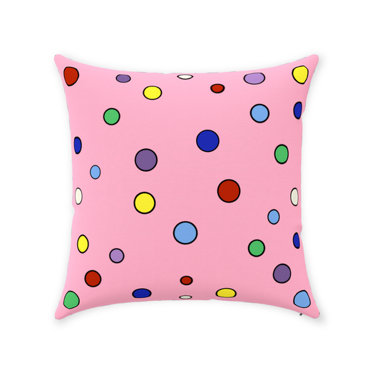 14x14 inches colorful pink polka-dotted throw pillow